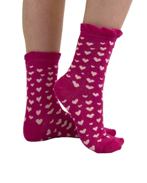 Extra Wide Pink Heart Sock