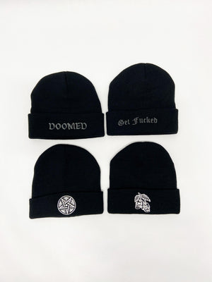 Front view of all beanies