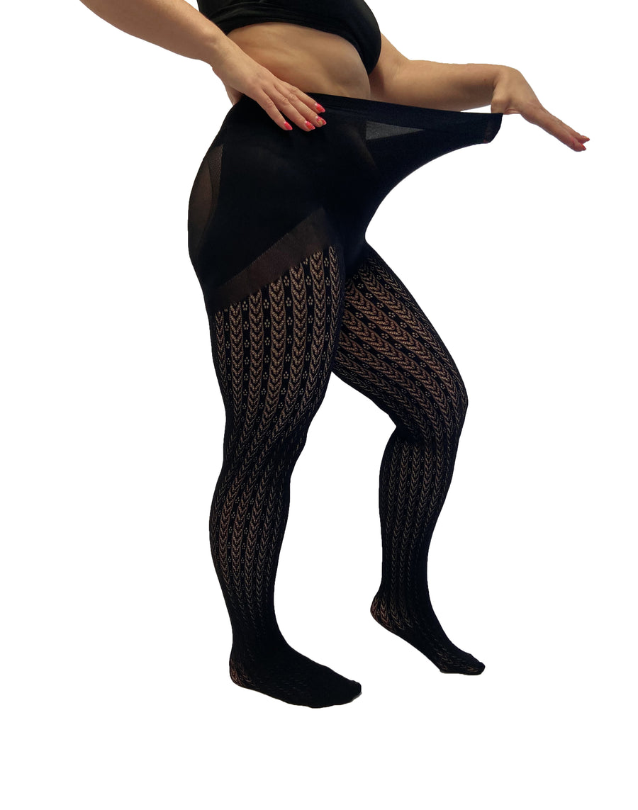 Chevron Patterned Knit Tights