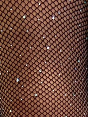 Diamante Glitter black net tights close up