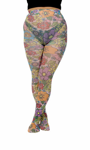 Flower Power Printed Tights Front