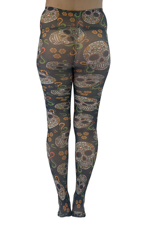 Day of the Dead Skulls Printed Tights