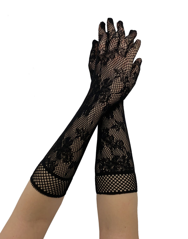 Pamela Mann  Flower Lace Wrist Gloves in Black