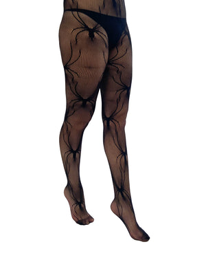 Net tights with spider pattern from Pamela Mann's wholesale alternative tights range