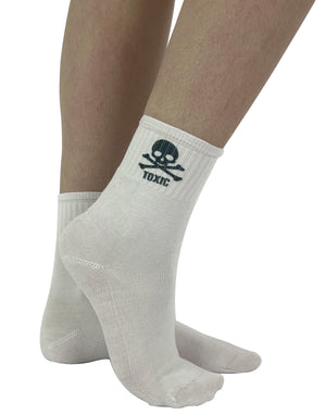 Toxic Printed Crew Socks White/Black