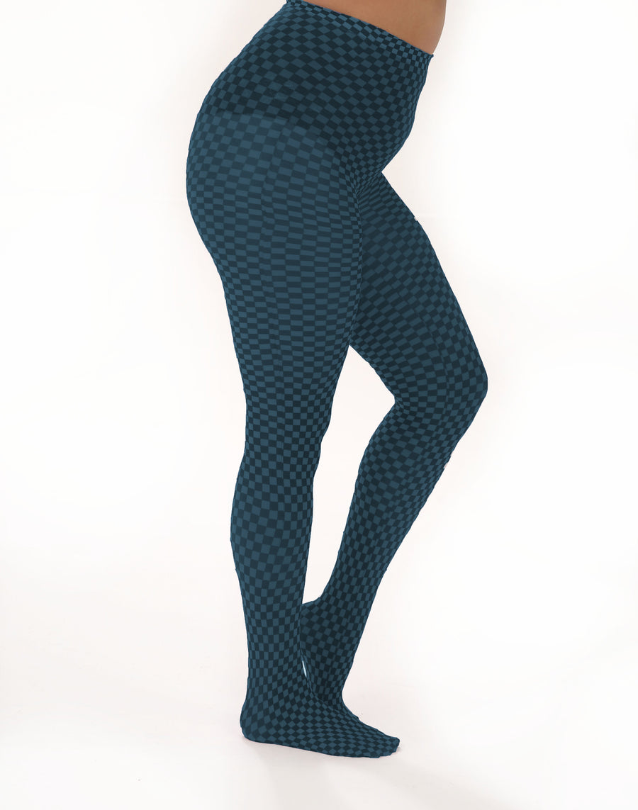 Gingham Check Printed Curvy Super Stretch Tights
