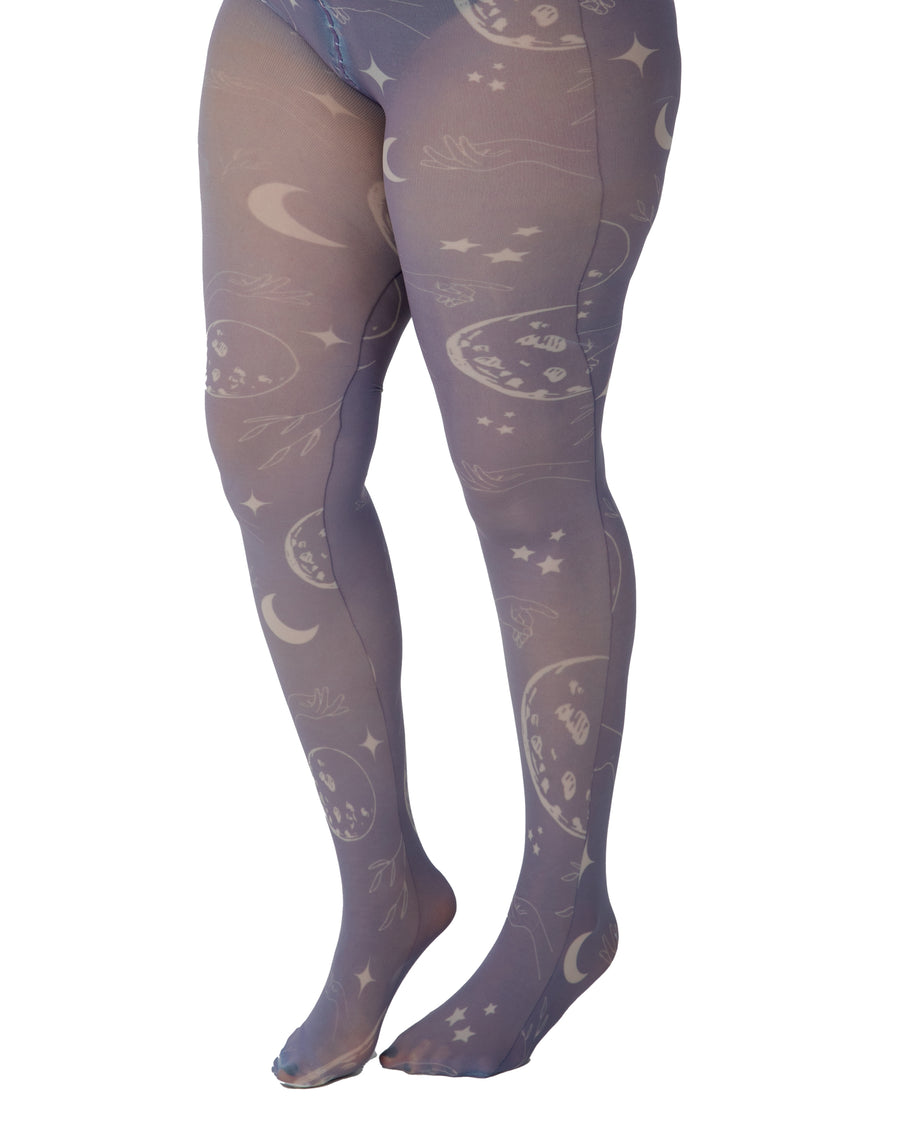 Astrology Night Printed Tights Curvy Super Stretch