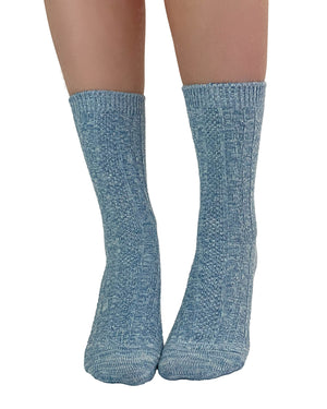 Blue Ribbed Winter Socks