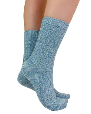 Blue Ribbed Winter Socks