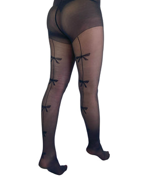 20 Denier Sheer Bow Back Seamed Tights