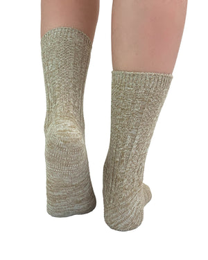 Brown Ribbed Winter Socks