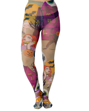 Cartoon Chaos Printed Tights 