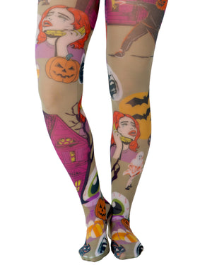 Cartoon Chaos Printed Tights 