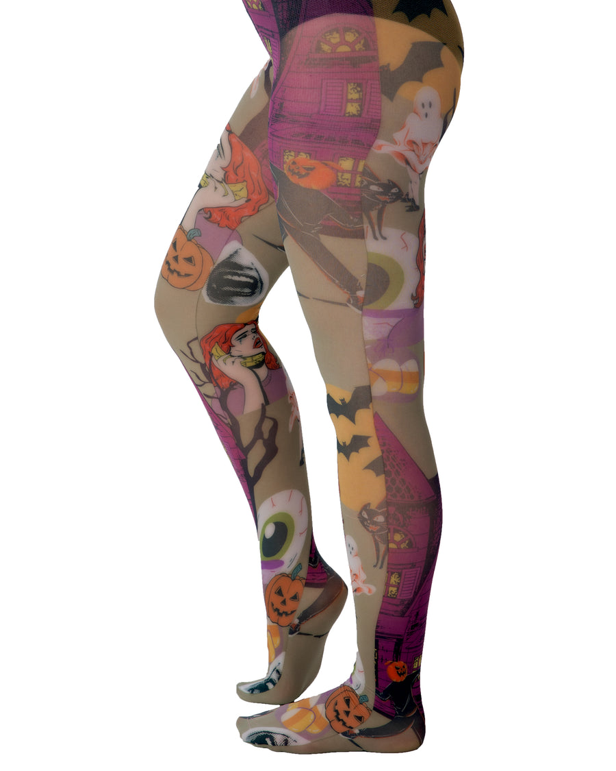 Cartoon Chaos Printed Tights 