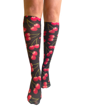 Cherry Soda Printed Knee High Socks