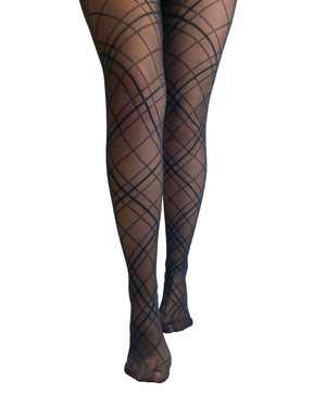 Crosshatched sheer tights front
