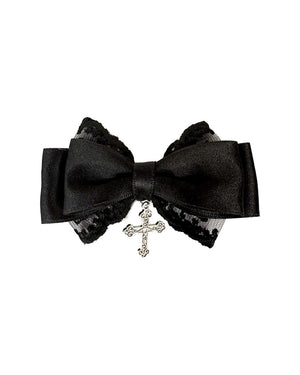 Crucifix Lace Bow Hair Clip