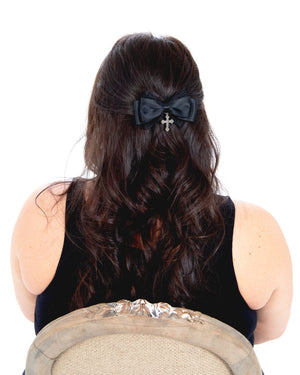 Crucifix lace bow hair clip, hair clip, bow hair clip, lace bow clip