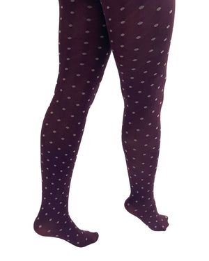 Burgundy and Cream Spot Bamboo Tights