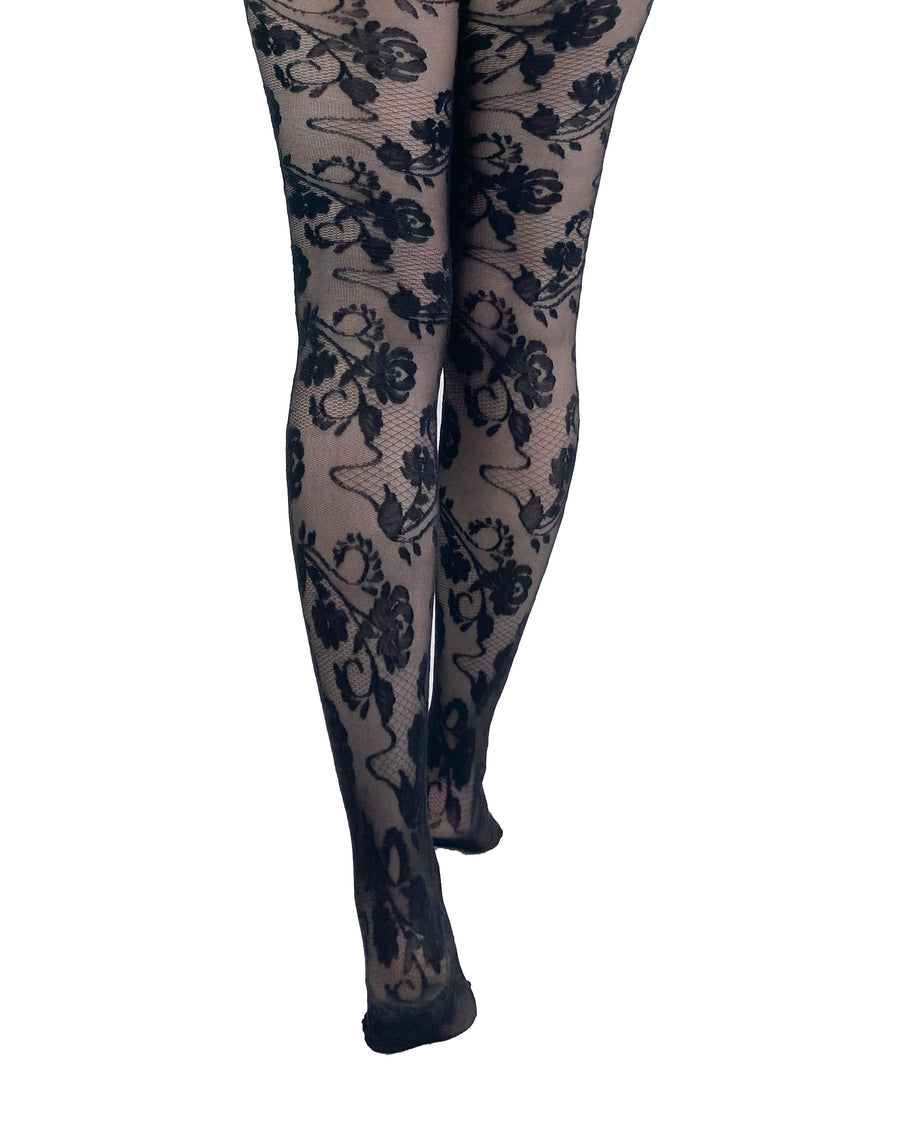 Fleur Lace Tights Black