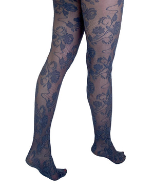 Fleur Lace Blue Tights