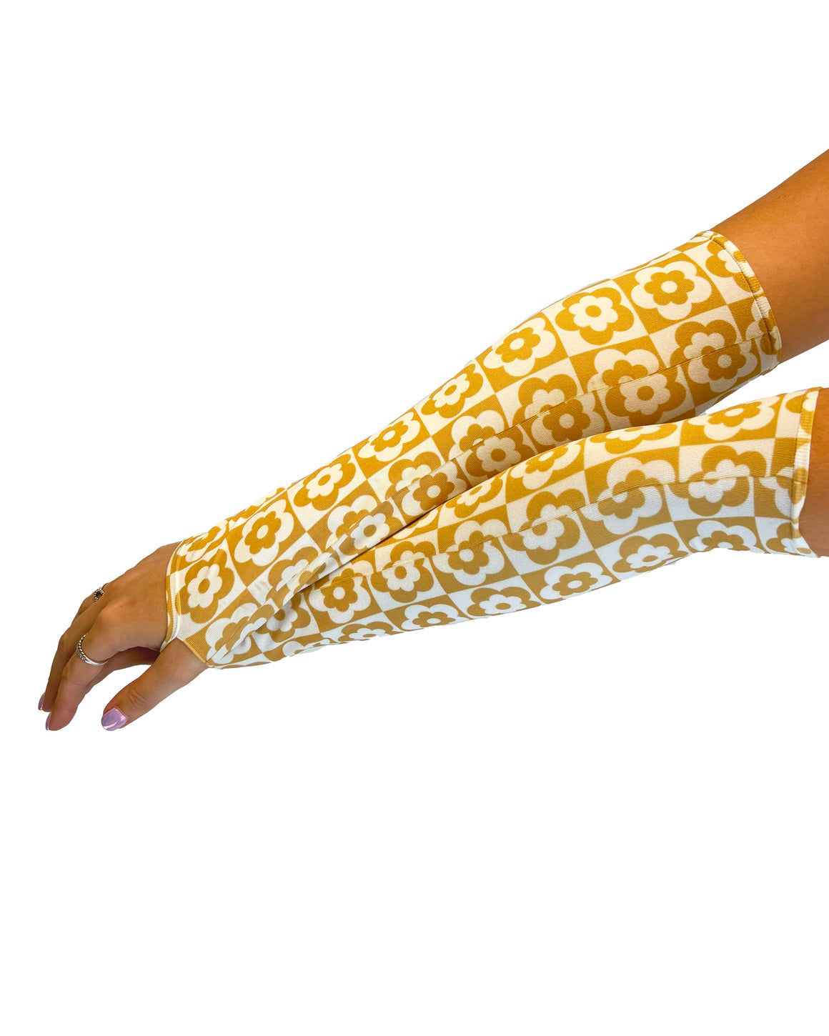 Floral Checkerboard Printed Gloves