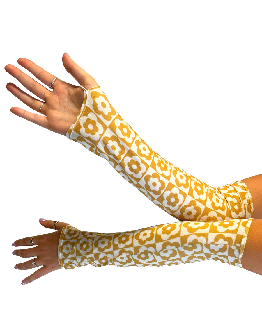 Floral Checkerboard Printed Gloves