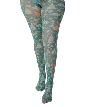 Green Christmas Chaos Printed Curvy Super Stretch Tights