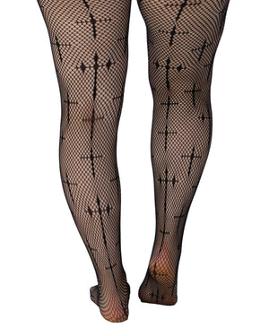 Latin Cross Curvy Super Stretch Net Tights