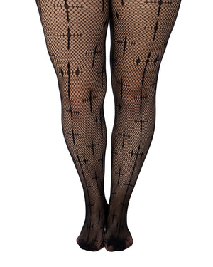 Latin Cross Curvy Super Stretch Net Tights