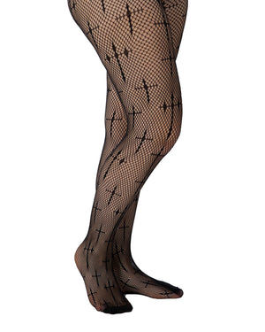 Latin Cross Curvy Super Stretch Net Tights