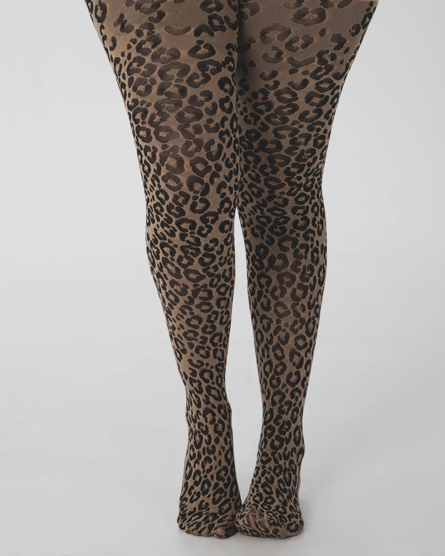 Knitted Leopard Curvy Super Stretch Tights