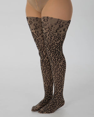 Knitted Leopard Curvy Super Stretch Tights