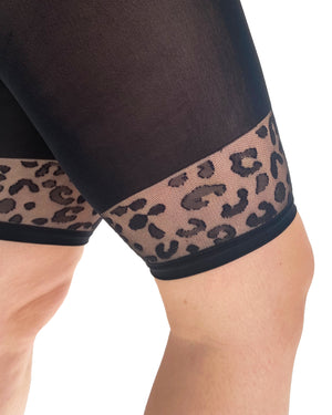 Leopard Lace Trim Curvy Super Stretch Anti-Chafing Shorts
