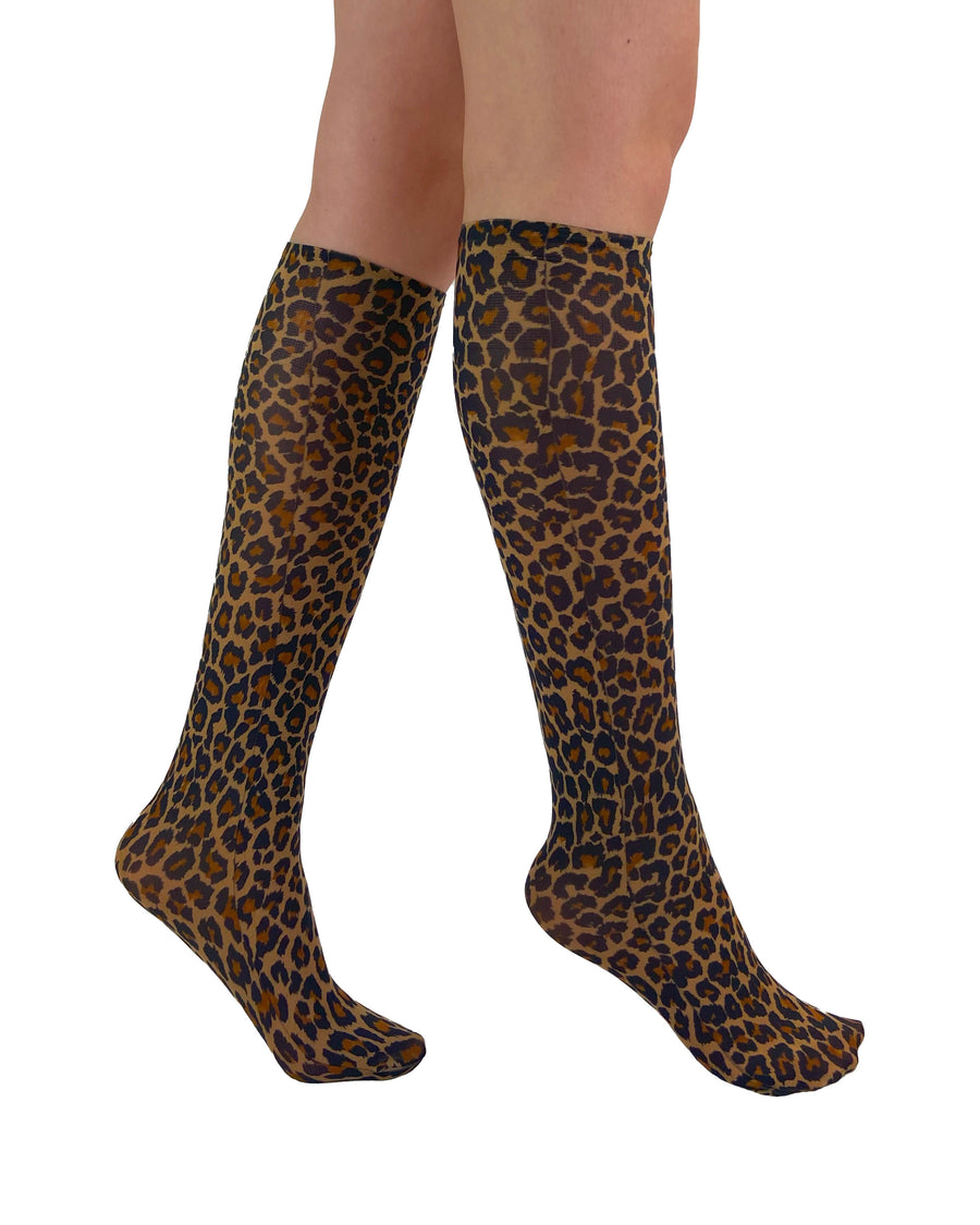 Leopard printed knee high socks