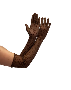 Brown leopard textured gloves