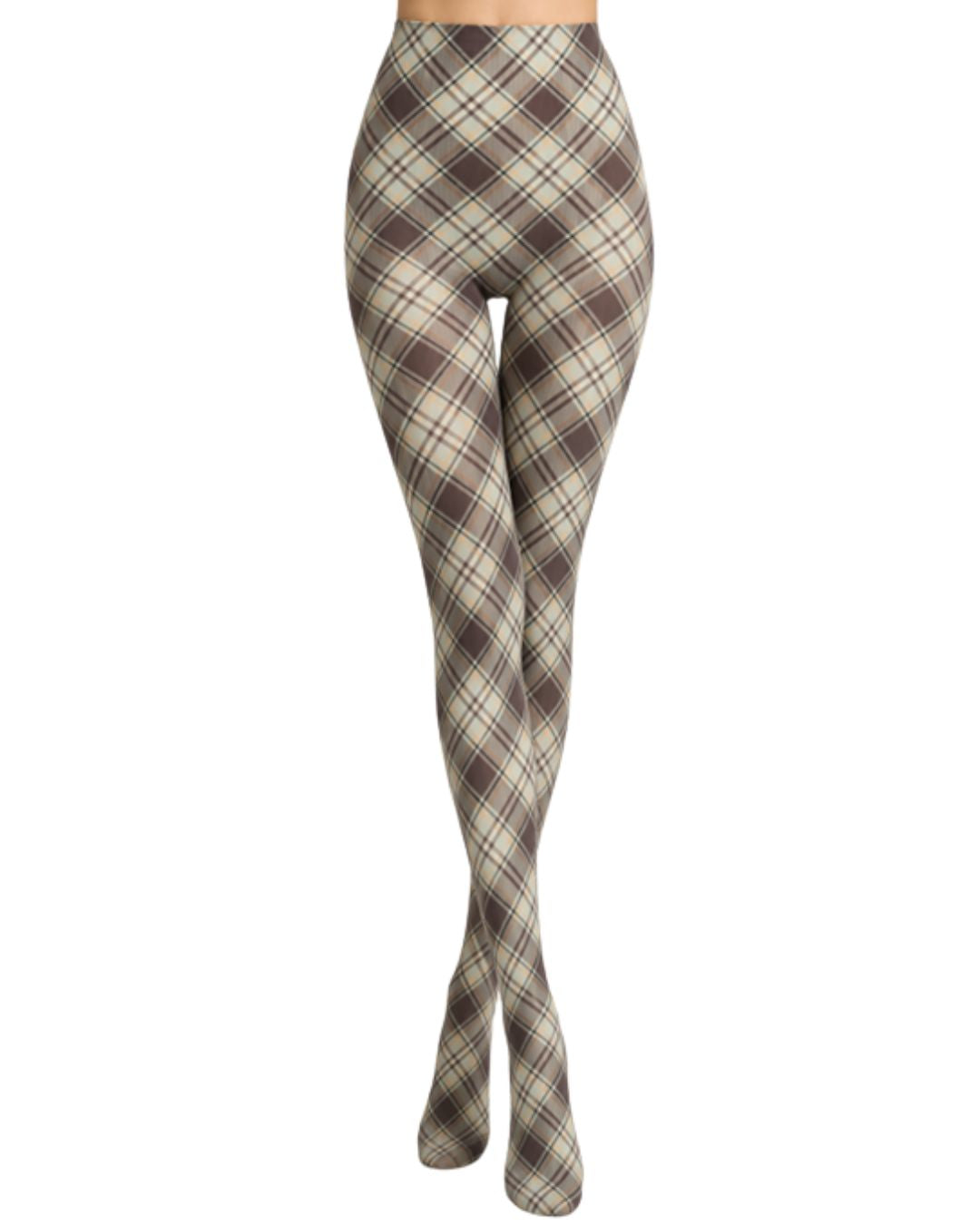 Mint Tartan Printed Tights