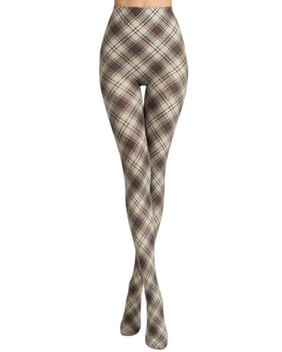 Mint Tartan Printed Tights