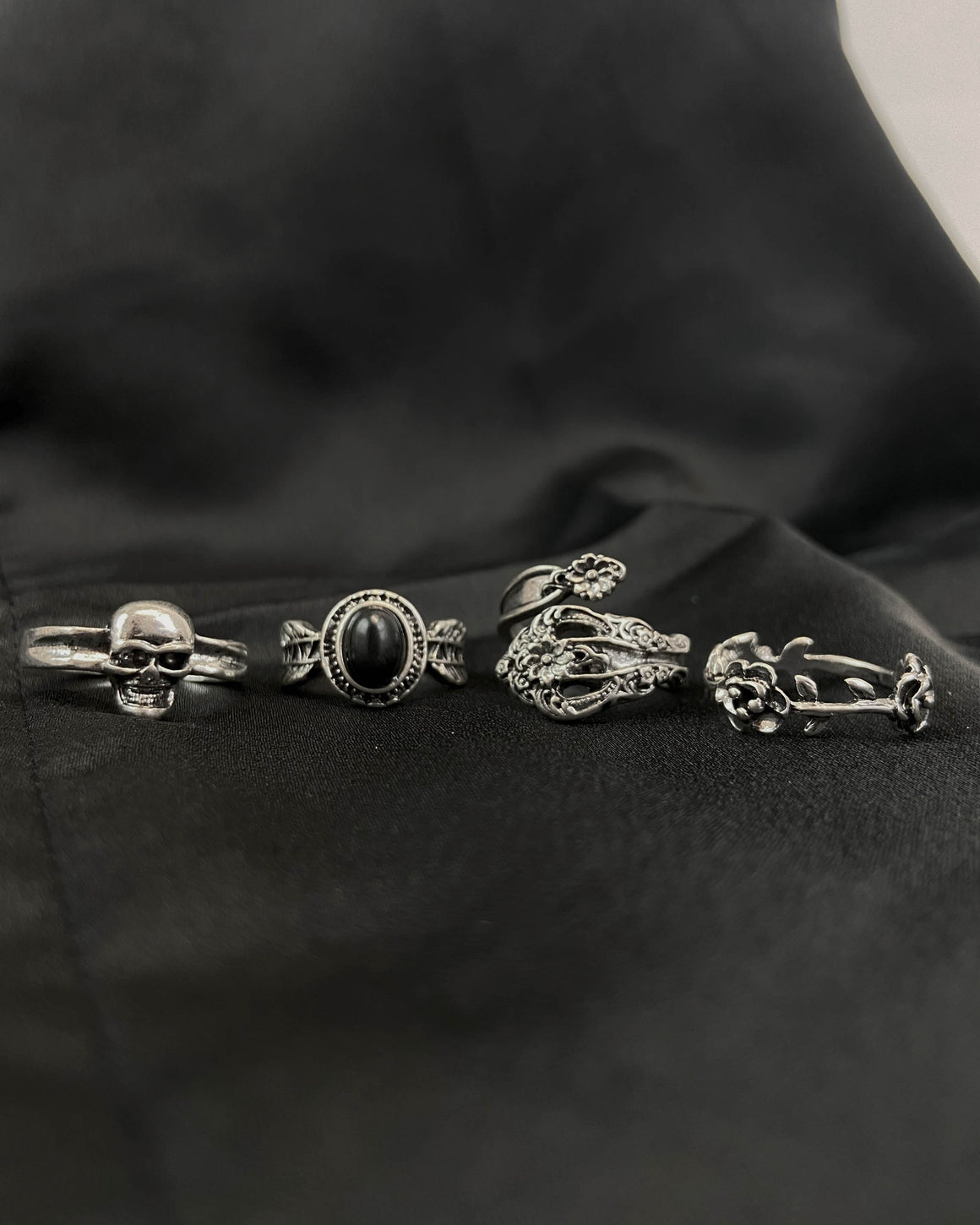 Moth Ring Set Silver