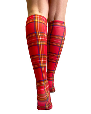 Original Red Tartan Printed Knee High Socks