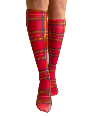 Original Red Tartan Printed Knee High Socks