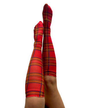 Original Red Tartan Printed Knee High Socks