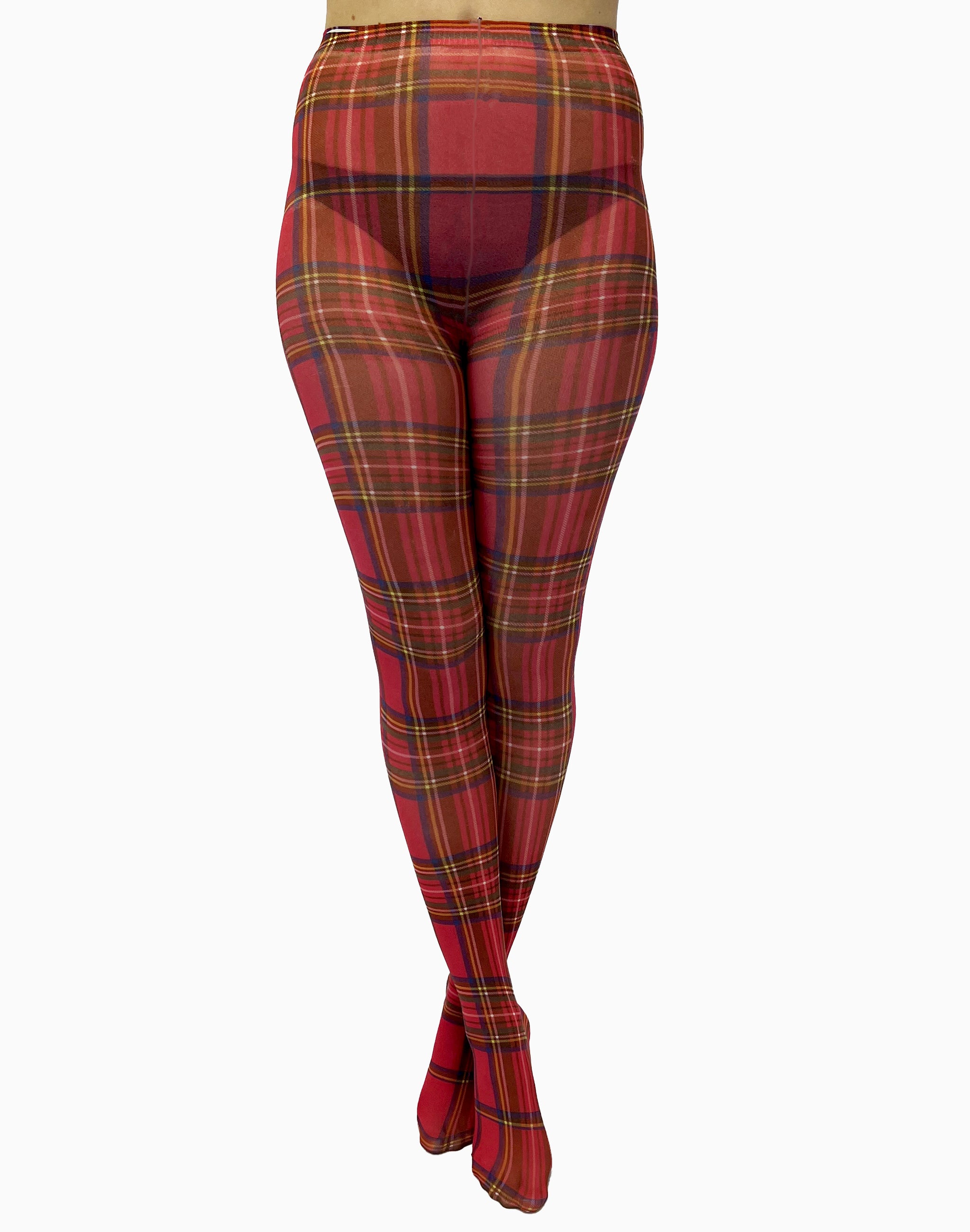 Teal Plaid Patterned Tights for Women -  Canada