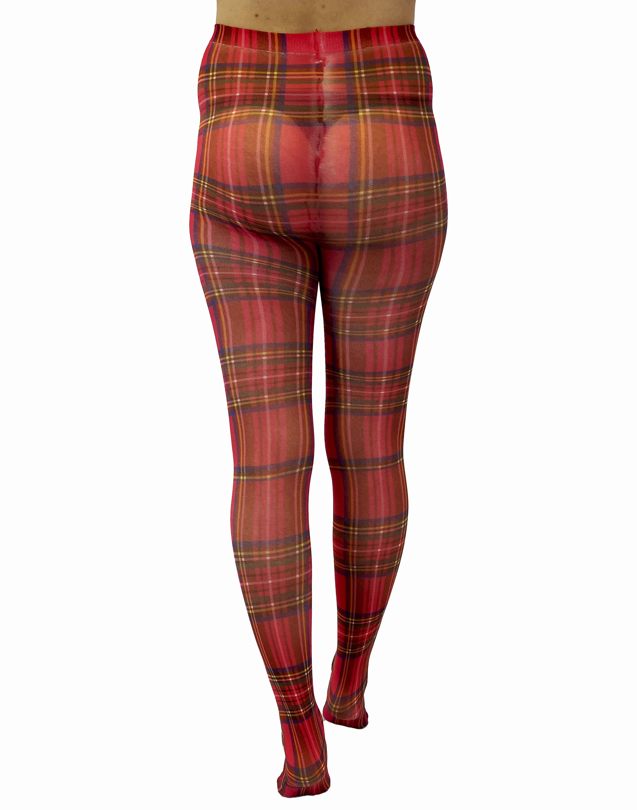Plaid Footless Tights Teal Printed Pantyhose From Ankle to Waist Available  in Plus Size 