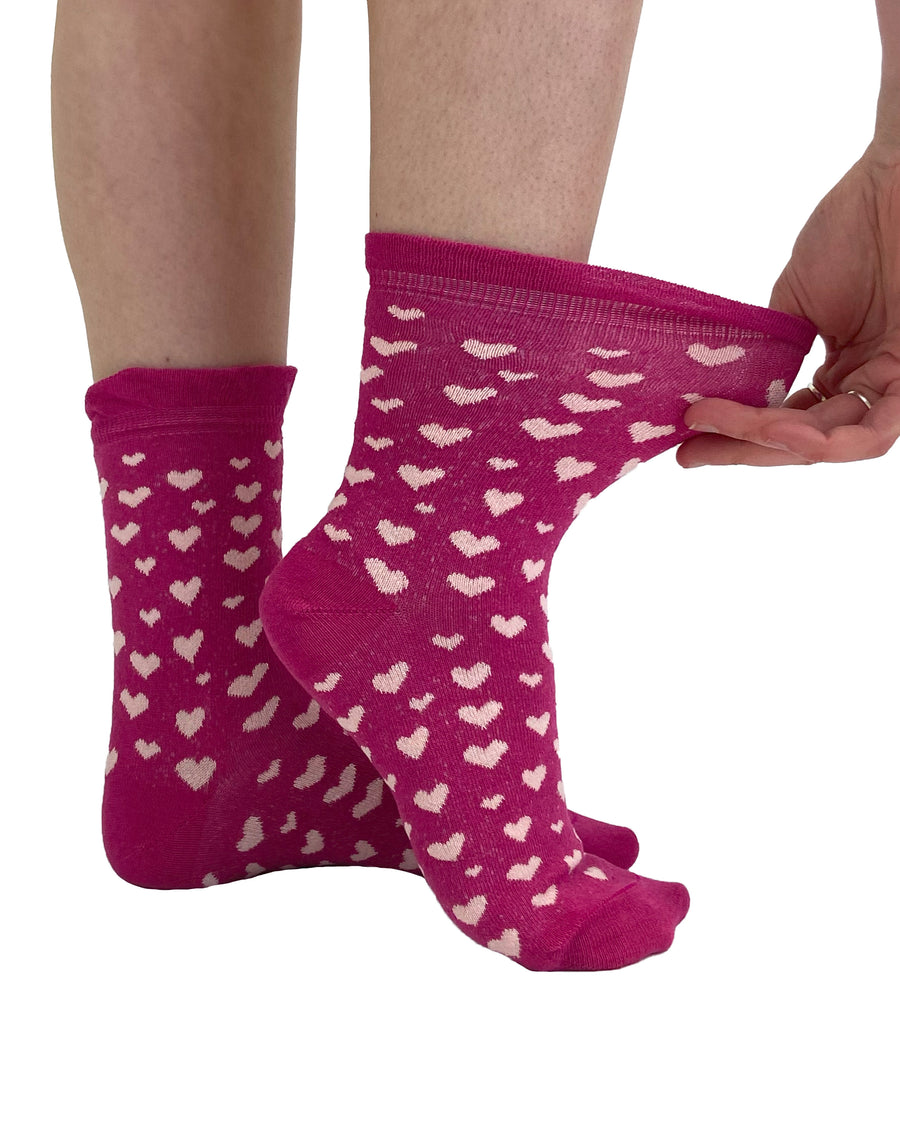 Extra Wide Pink Heart Sock