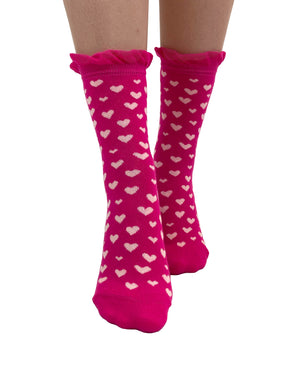 Extra Wide Pink Heart Ankle Socks