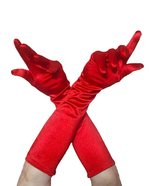 Red Mens Gloves Satin