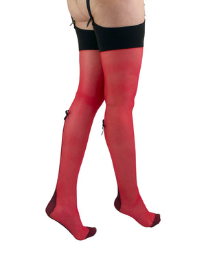 red bow back seamed stocking