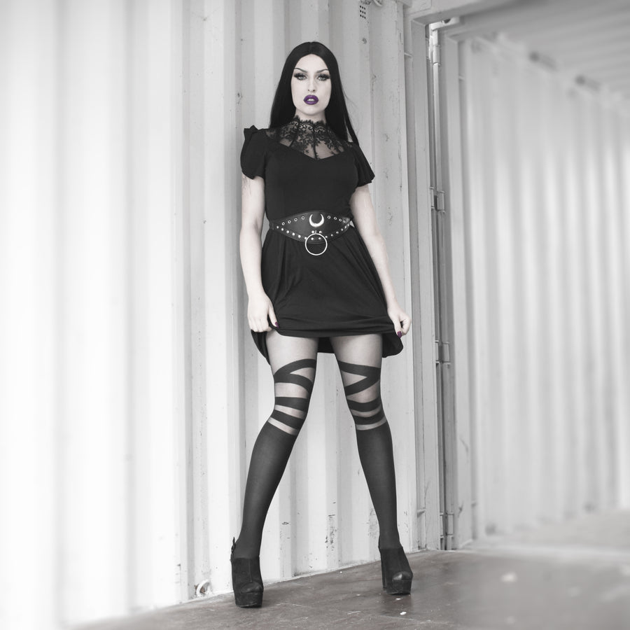 Sheer Strap Tights Curvy Super Stretch Tights