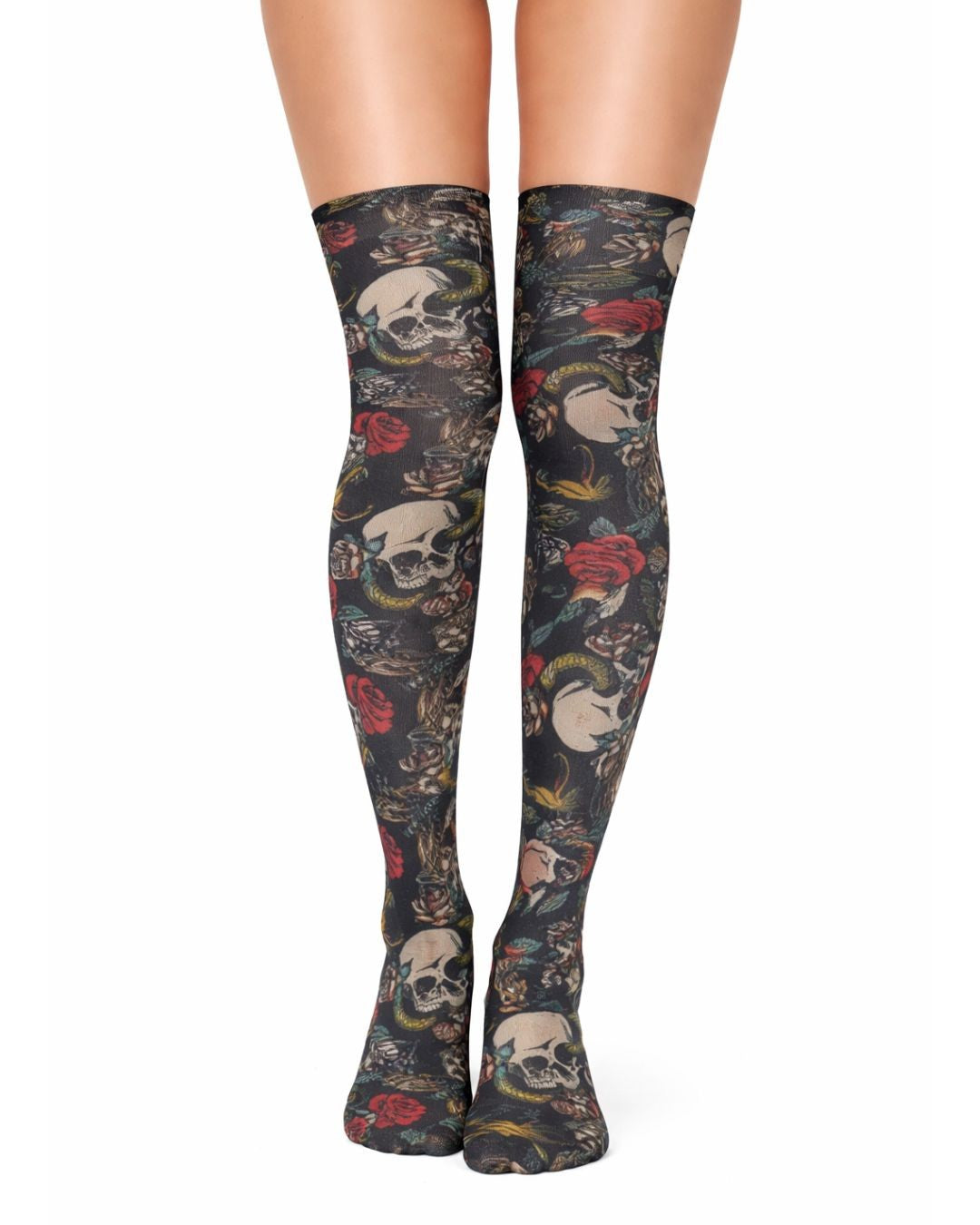 Skull and Snake Printed Over The Knee Socks